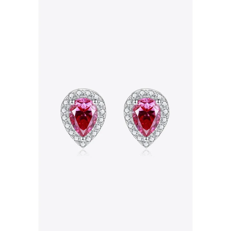 2 Carat Moissanite Teardrop Stud Earrings in Rose