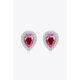 2 Carat Moissanite Teardrop Stud Earrings in Rose