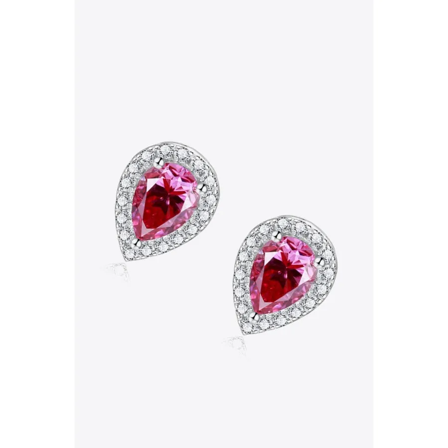 2 Carat Moissanite Teardrop Stud Earrings in Rose