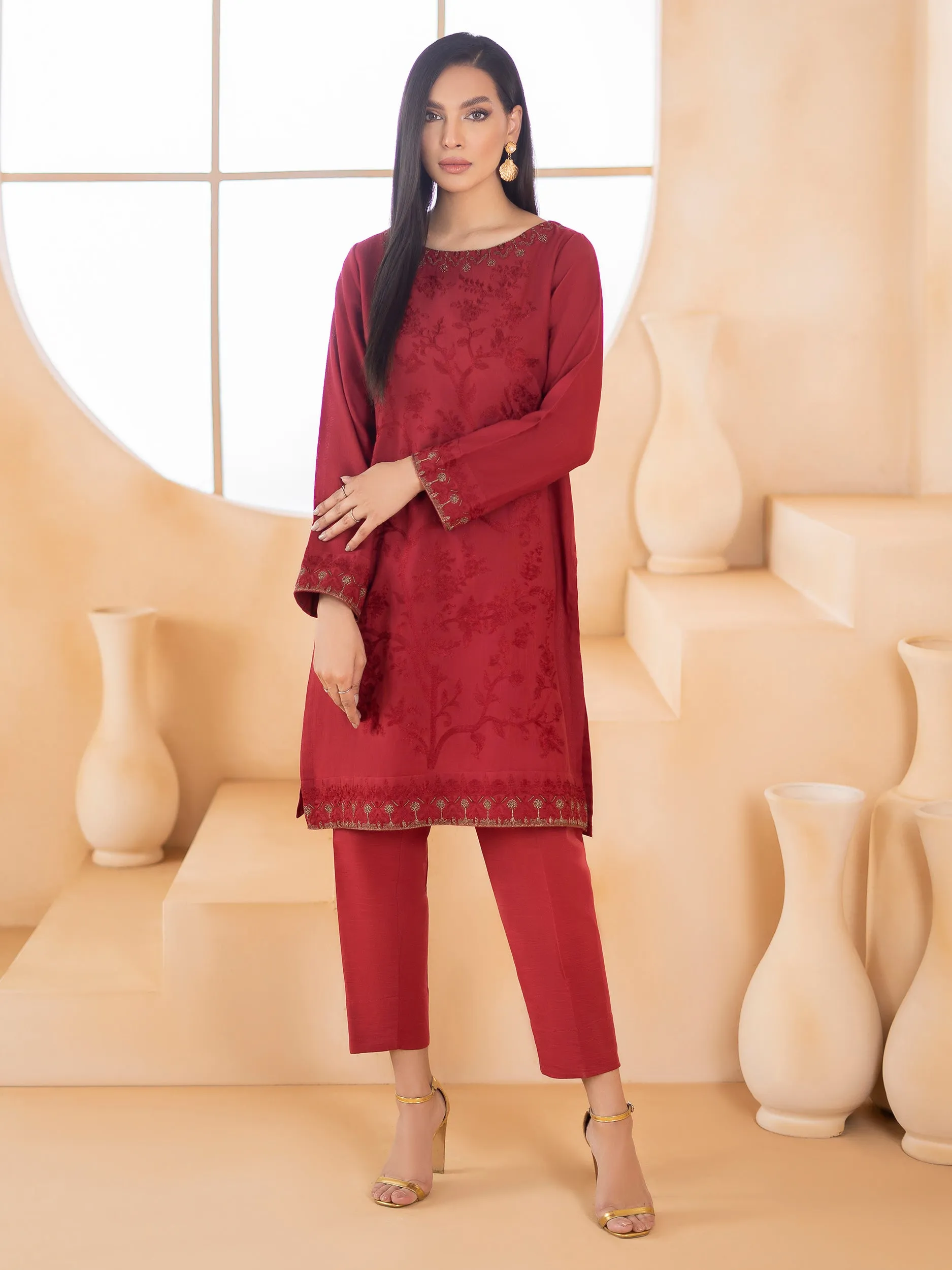 2 Piece Khaddar Suit-Embroidered (Unstitched)