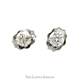 .20cttw Round Diamond Stud Earrings in 14k White Gold Butterfly Pushbacks