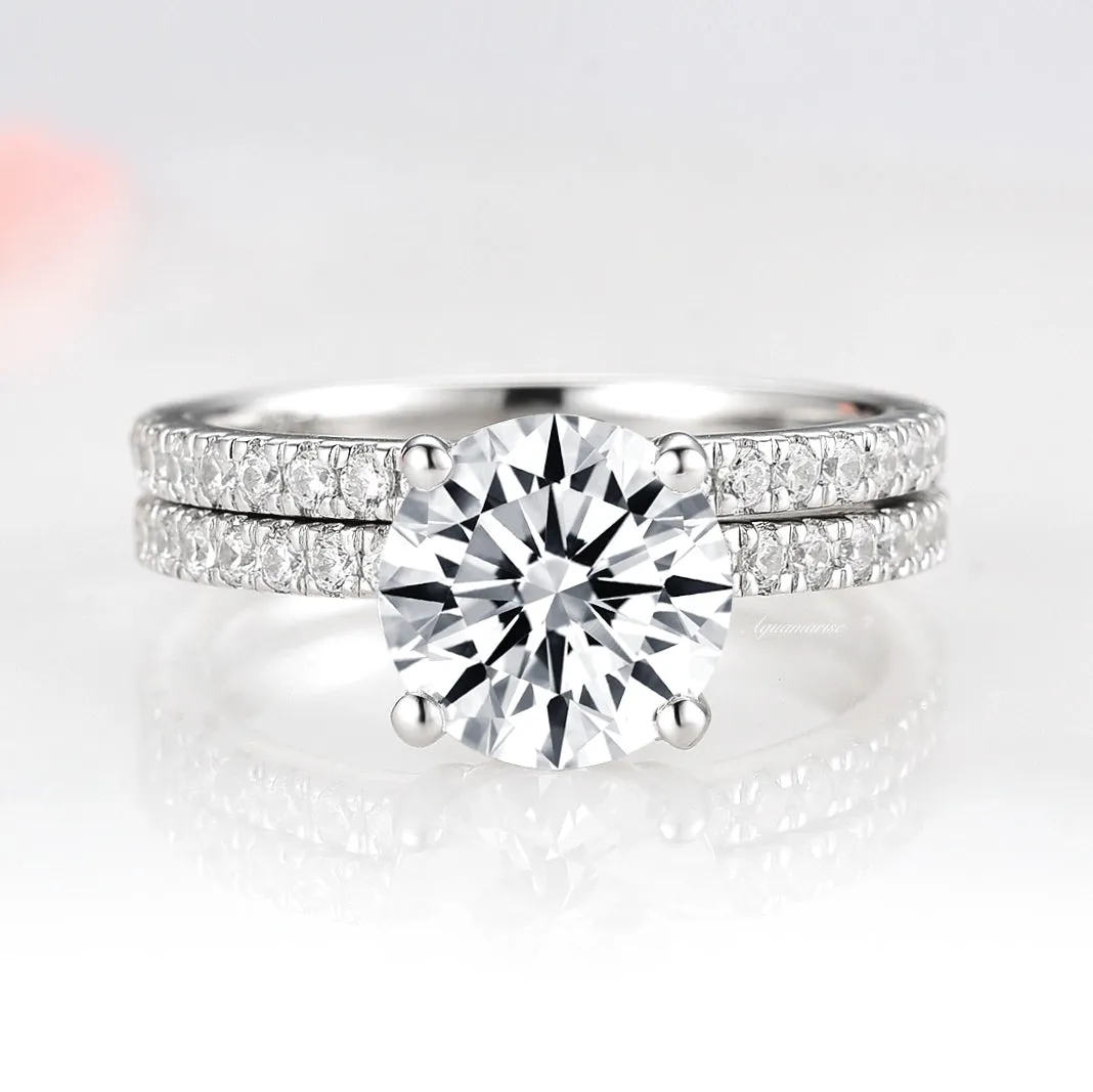 2CT Classic Round Brilliant Cut Moissanite Engagement Ring- 14K White Gold