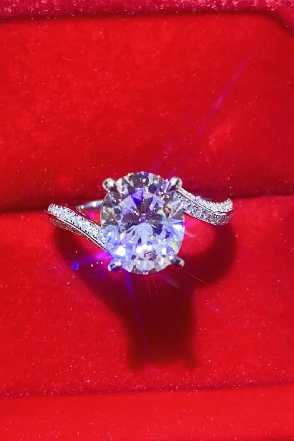 3 Carat Moissanite Side Stone Ring