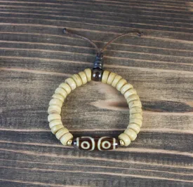 3 Eye Dzi Bead and Bone Bracelet