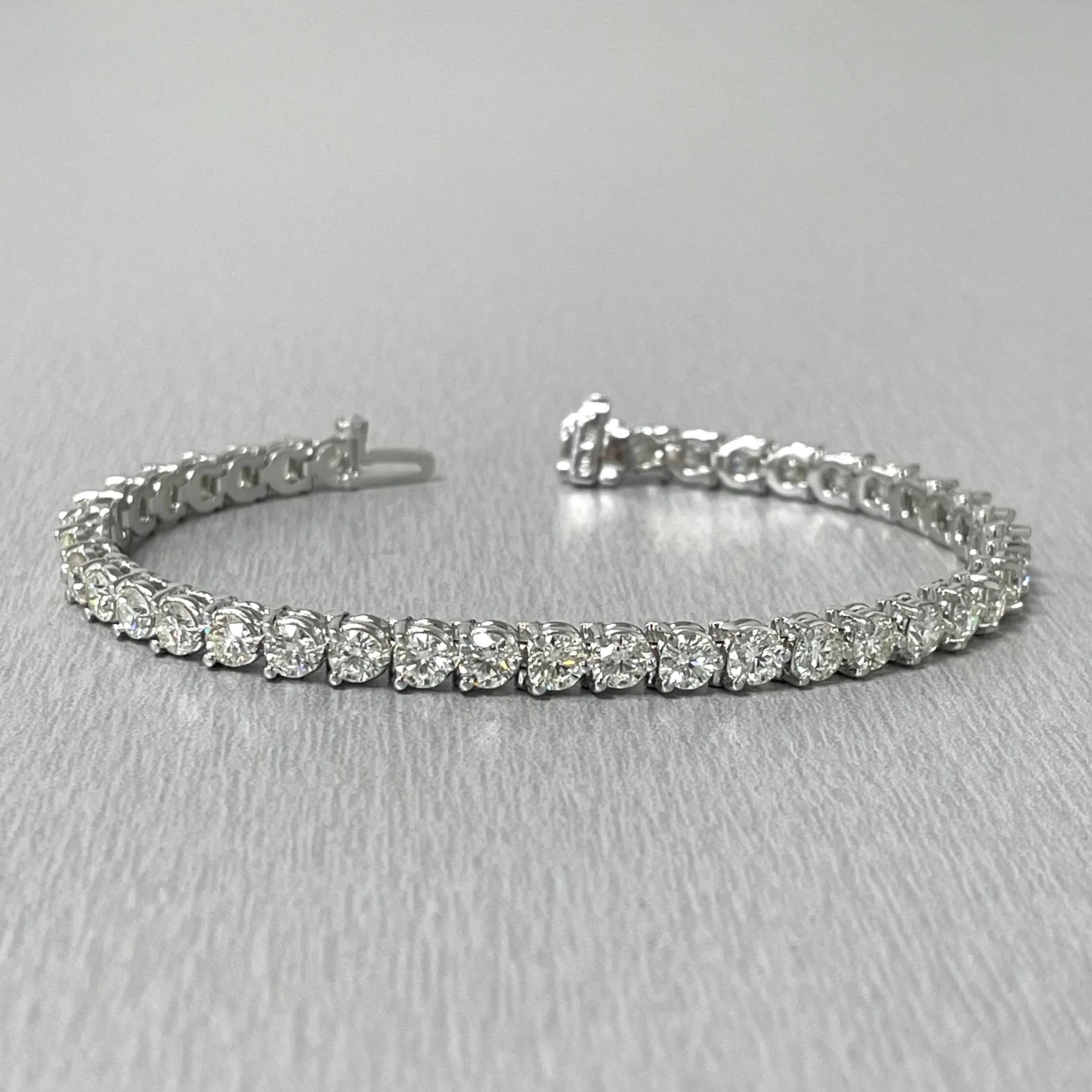 3 Prong Diamond Tennis Bracelet (7.58 ct Diamonds) in White Gold