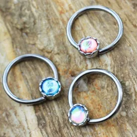 316L Stainless Steel Rainbow Rhinestone Captive Bead Ring Nipple Jewelry