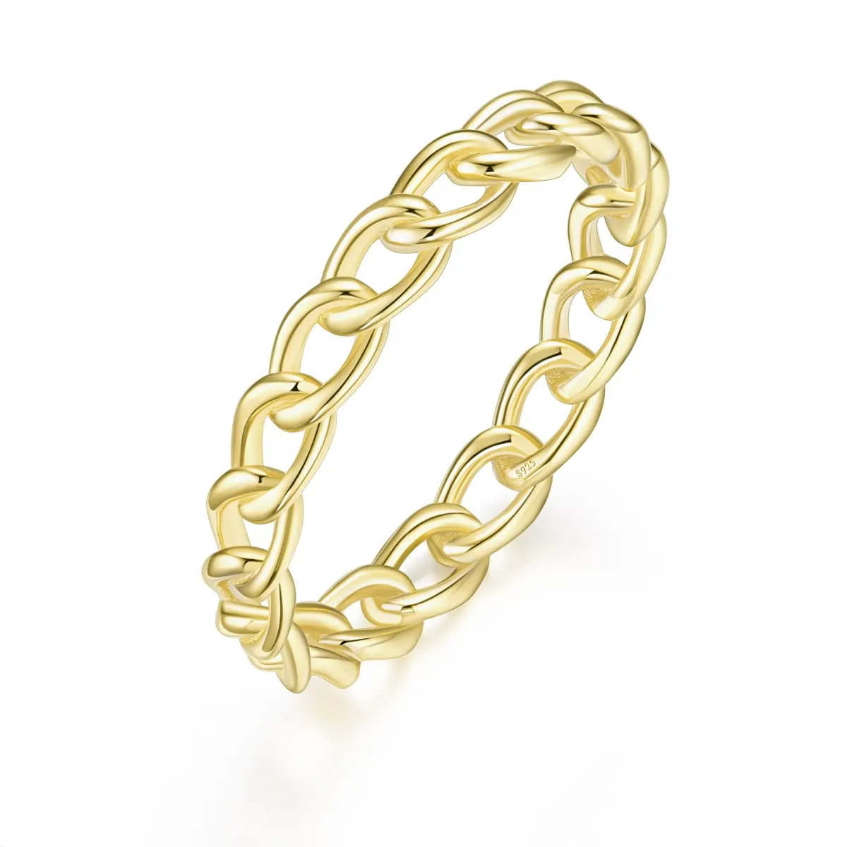 3.8mm Sterling Silver Gold Plated Chain Ring