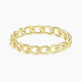 3.8mm Sterling Silver Gold Plated Chain Ring