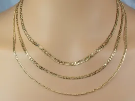 3Ft/PK 14K Gold Filled Look, Chain Figaro Curb Necklace 2mm/3mm/3.8mm findings Jewelry