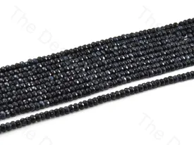 4 mm Shiny Black Rondelle Jade Quartz Stones