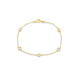 5 Stone Diamond By The Yard Bracelet (0.65 ct.) Bezel Set in 14K Gold