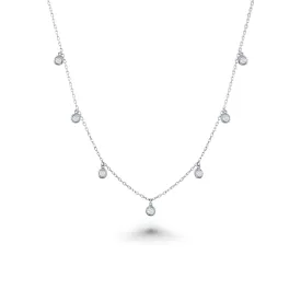 7 Stone Dangle Diamond Station Necklace (0.50 ct.) Bezel Set in 14K Gold