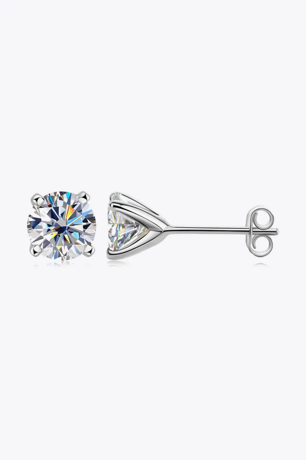 925 Sterling Silver 1 Carat Moissanite 4-Prong Stud Earrings