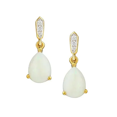 9ct Gold Opal & Diamond Earrings