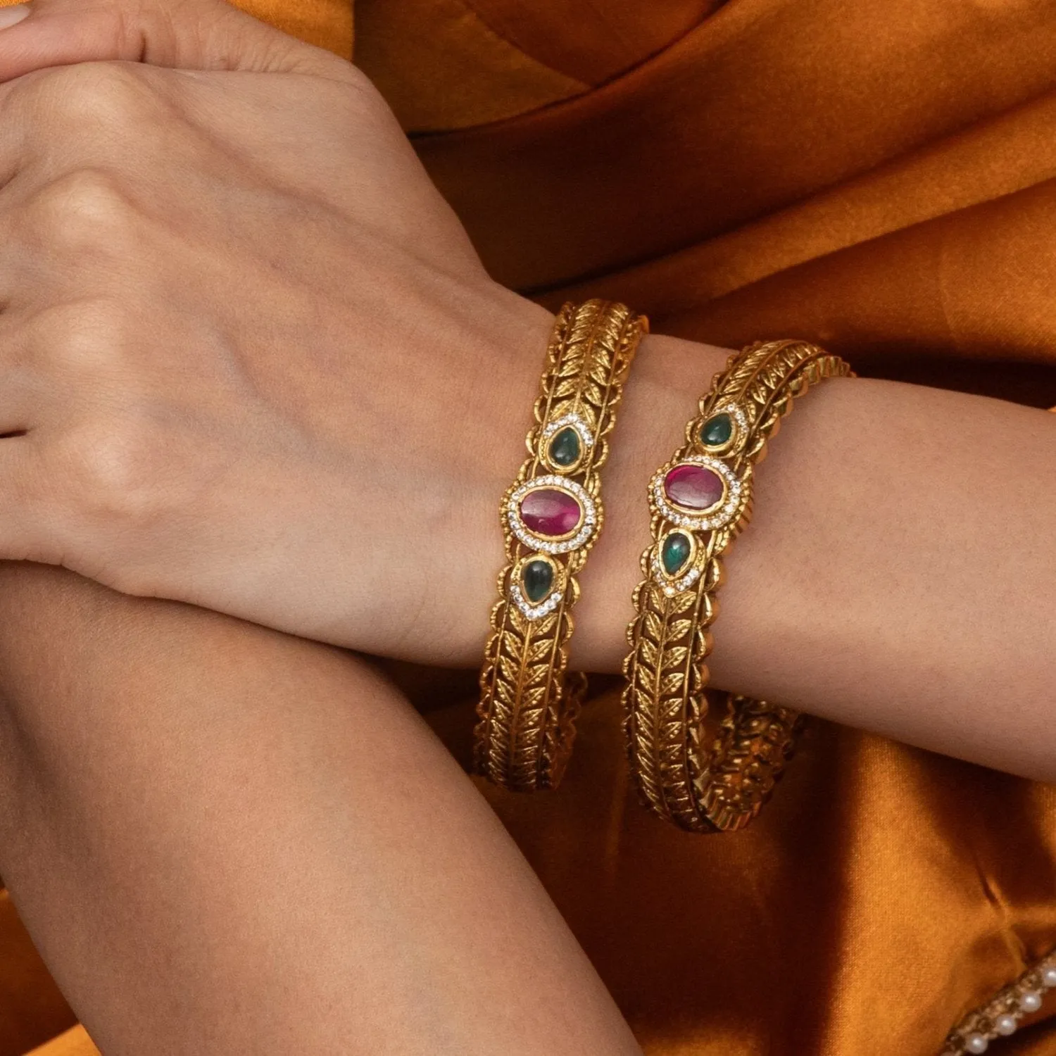 Aasvi Antique Multi Stone Bangles