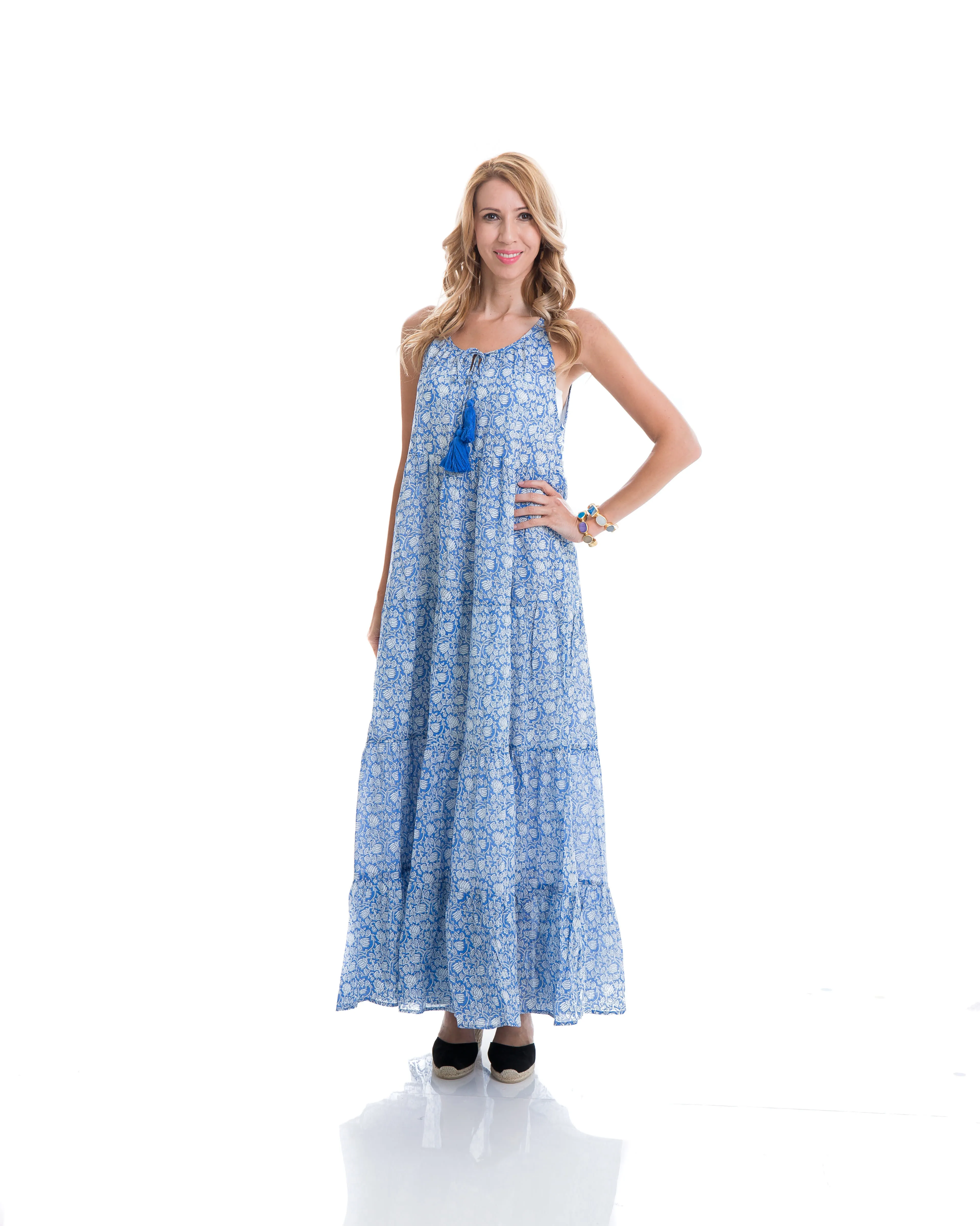 Abigail Cavern Dress (Blue Lotus Print)