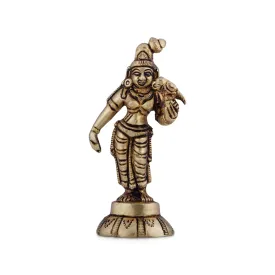 Andal Idol - 3.5 x 1.25 Inches | Antique Brass Idol/ Andal Vigraham for Pooja/ 120 Gms Approx