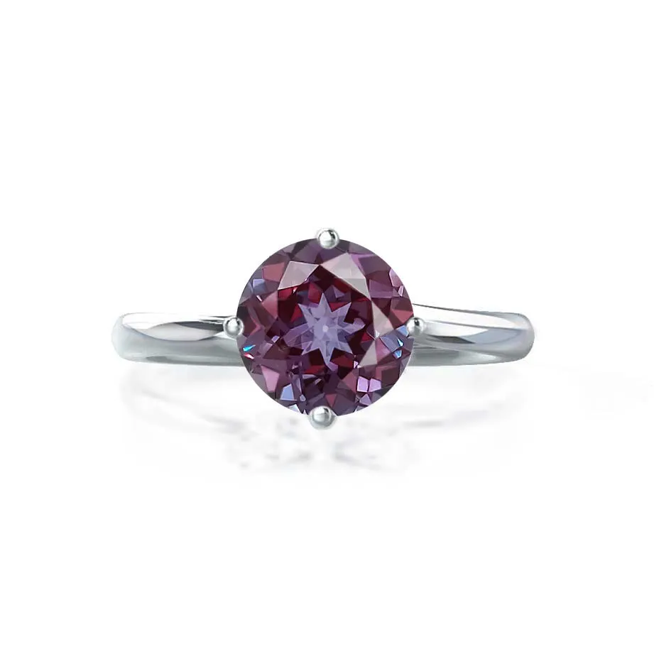 ANNORA - Chatham® Alexandrite 18k White Gold Twist Solitaire Ring