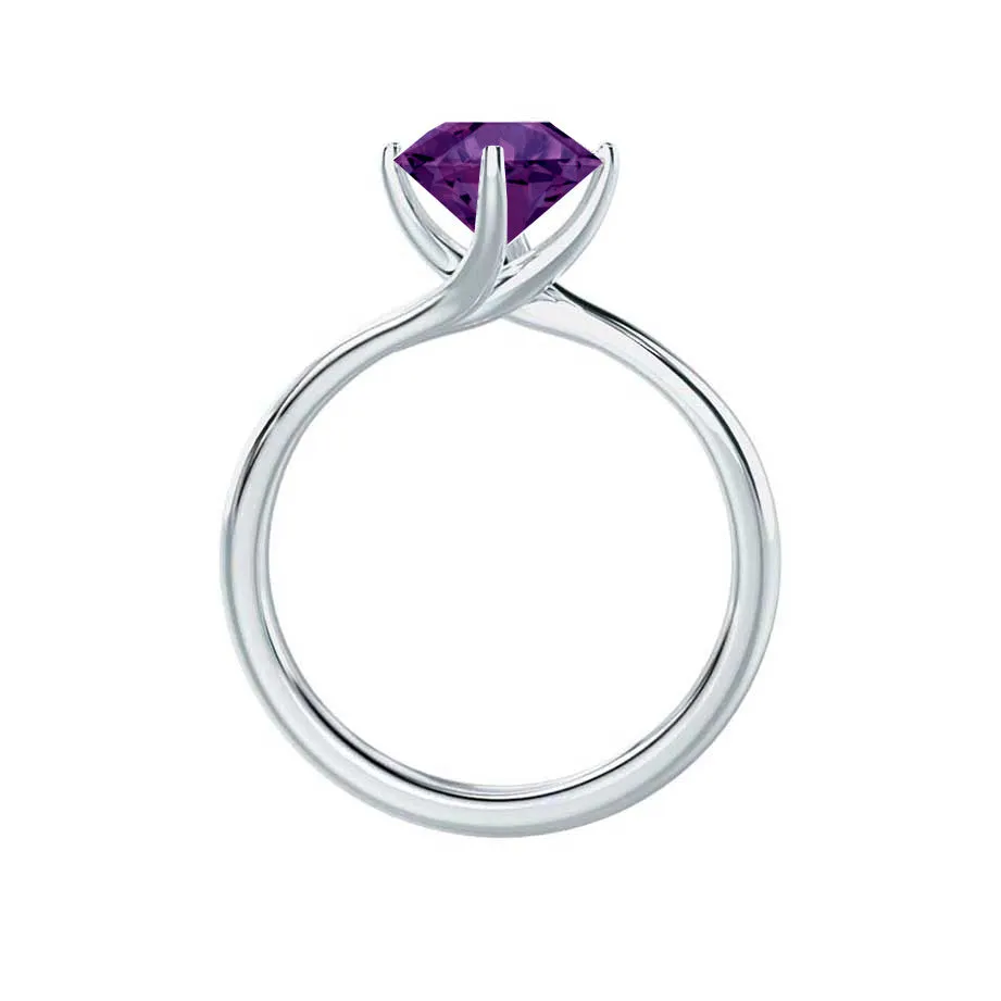 ANNORA - Chatham® Alexandrite 18k White Gold Twist Solitaire Ring