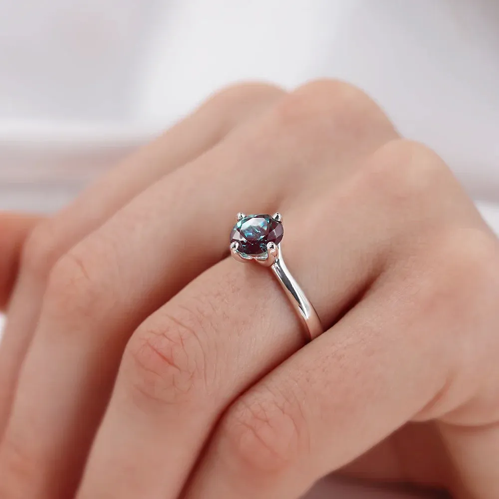 ANNORA - Chatham® Alexandrite 18k White Gold Twist Solitaire Ring