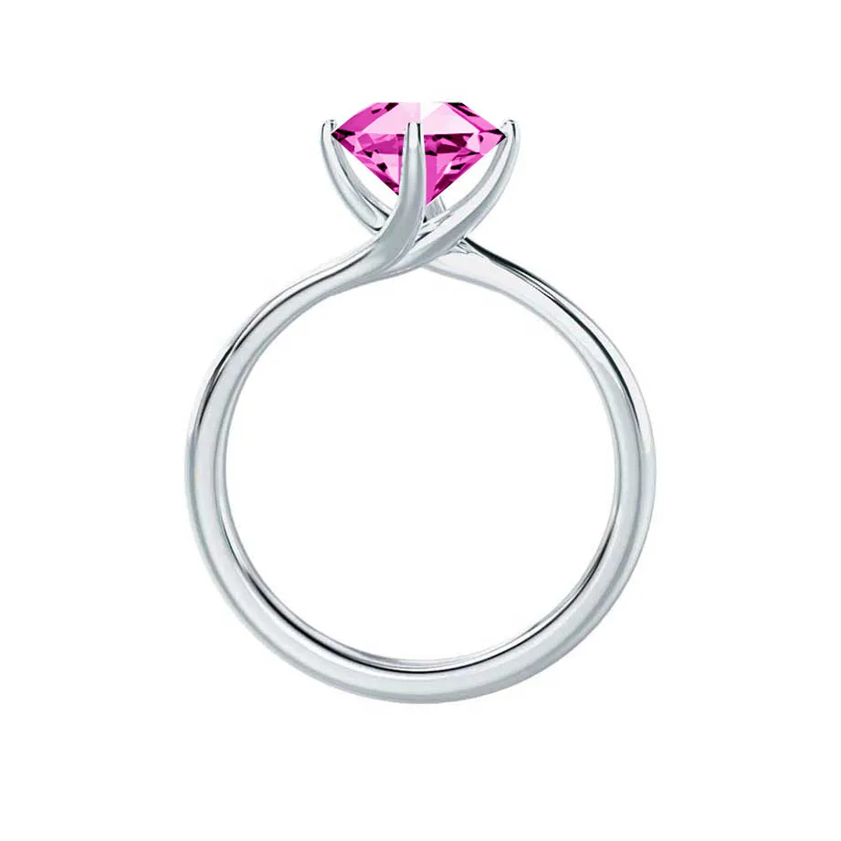 ANNORA - Chatham® Pink Sapphire 18k White Gold Twist Solitaire Ring