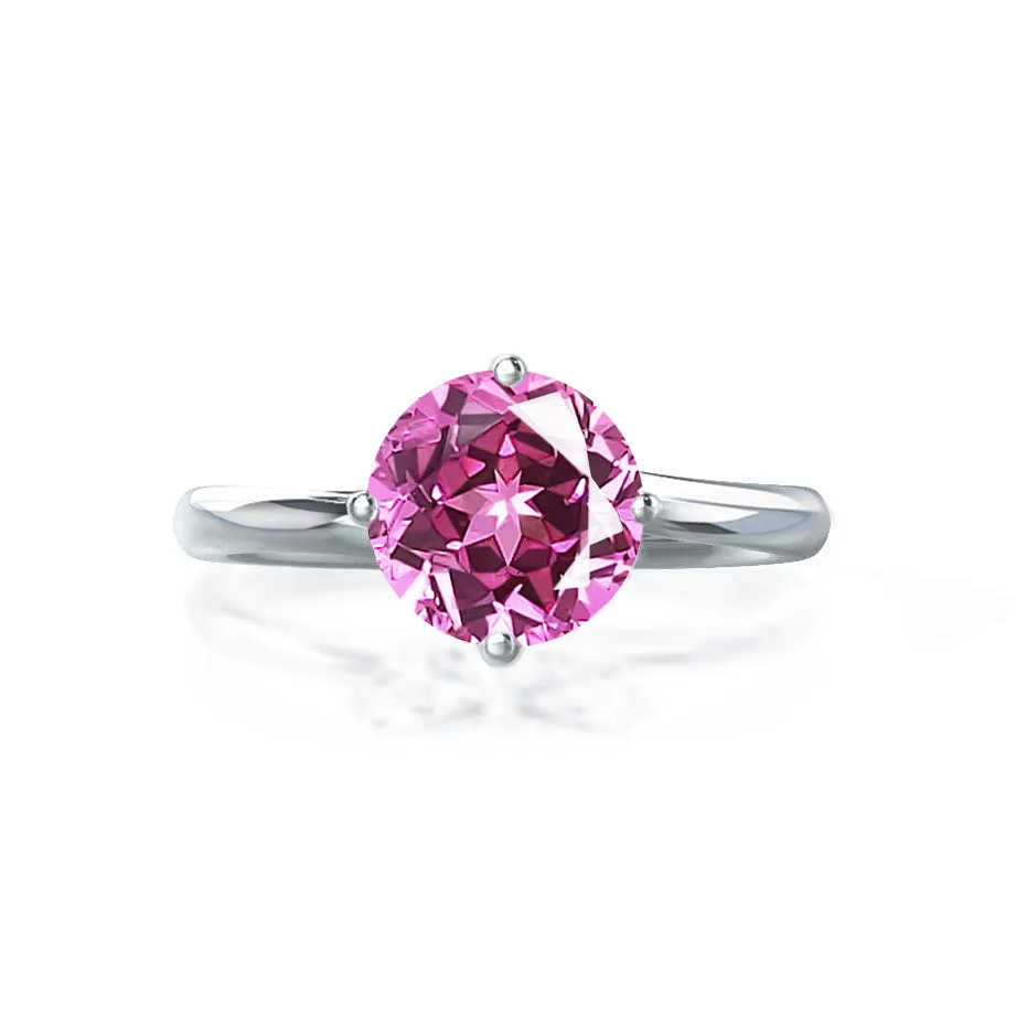 ANNORA - Chatham® Pink Sapphire 18k White Gold Twist Solitaire Ring