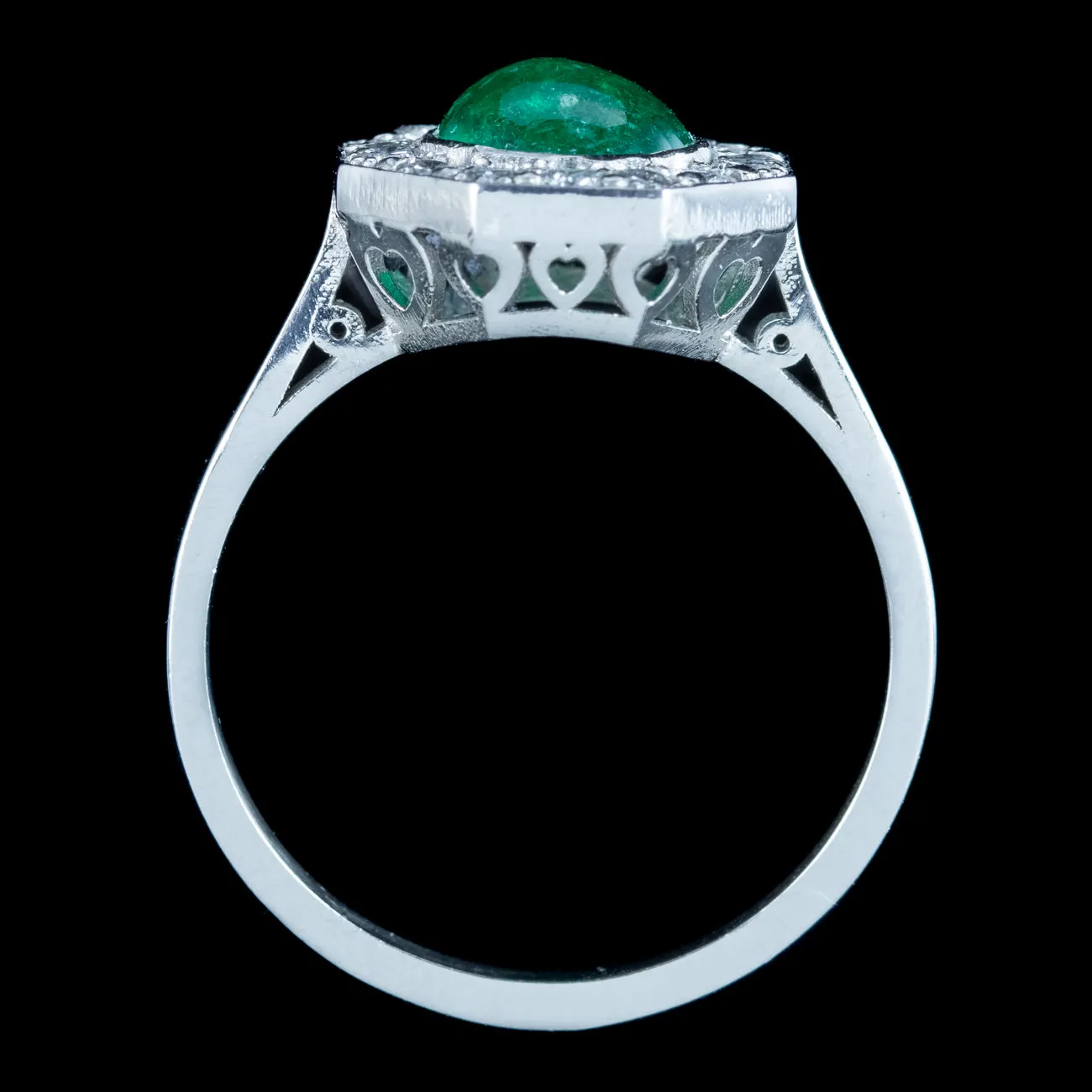 Antique Art Deco Emerald Diamond Cluster Ring 1.6ct Emerald