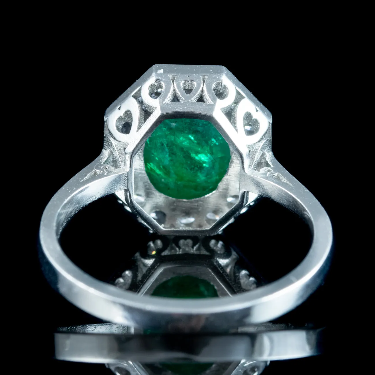 Antique Art Deco Emerald Diamond Cluster Ring 1.6ct Emerald