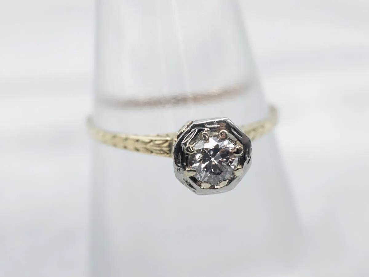 Antique European Cut Diamond Engagement Ring