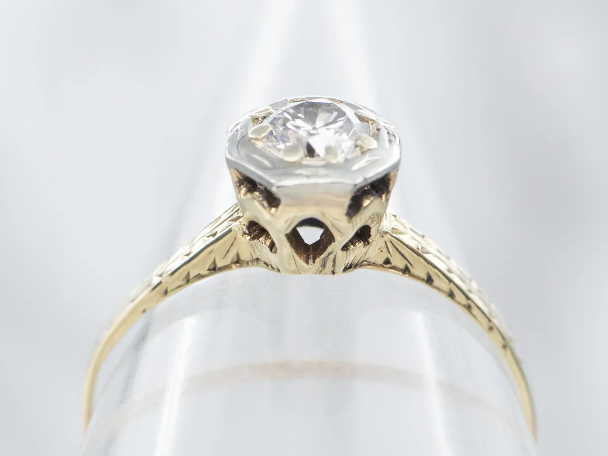 Antique European Cut Diamond Engagement Ring