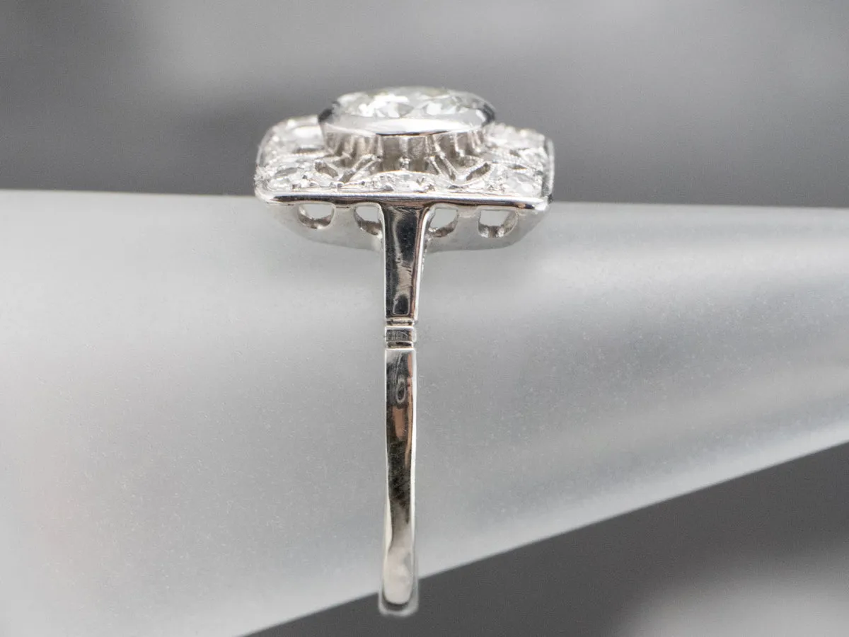 Antique Platinum and Diamond Cocktail Ring