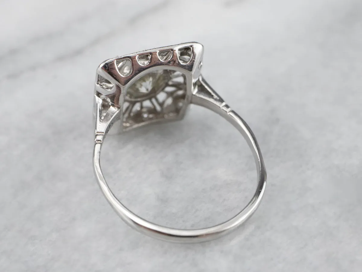 Antique Platinum and Diamond Cocktail Ring