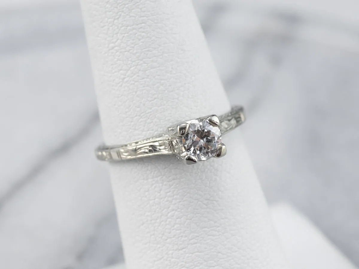 Antique Transition Cut Diamond Solitaire Engagement Ring