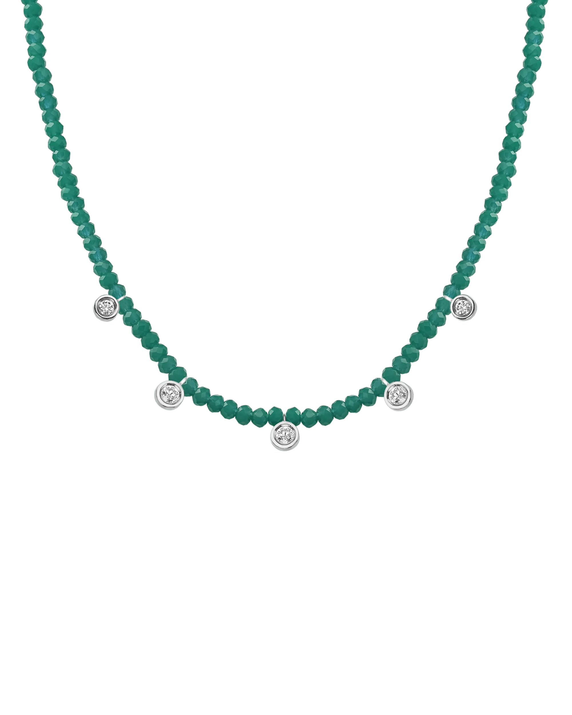 Apatite Gemstone & Five diamonds Necklace - 14K Rose Gold