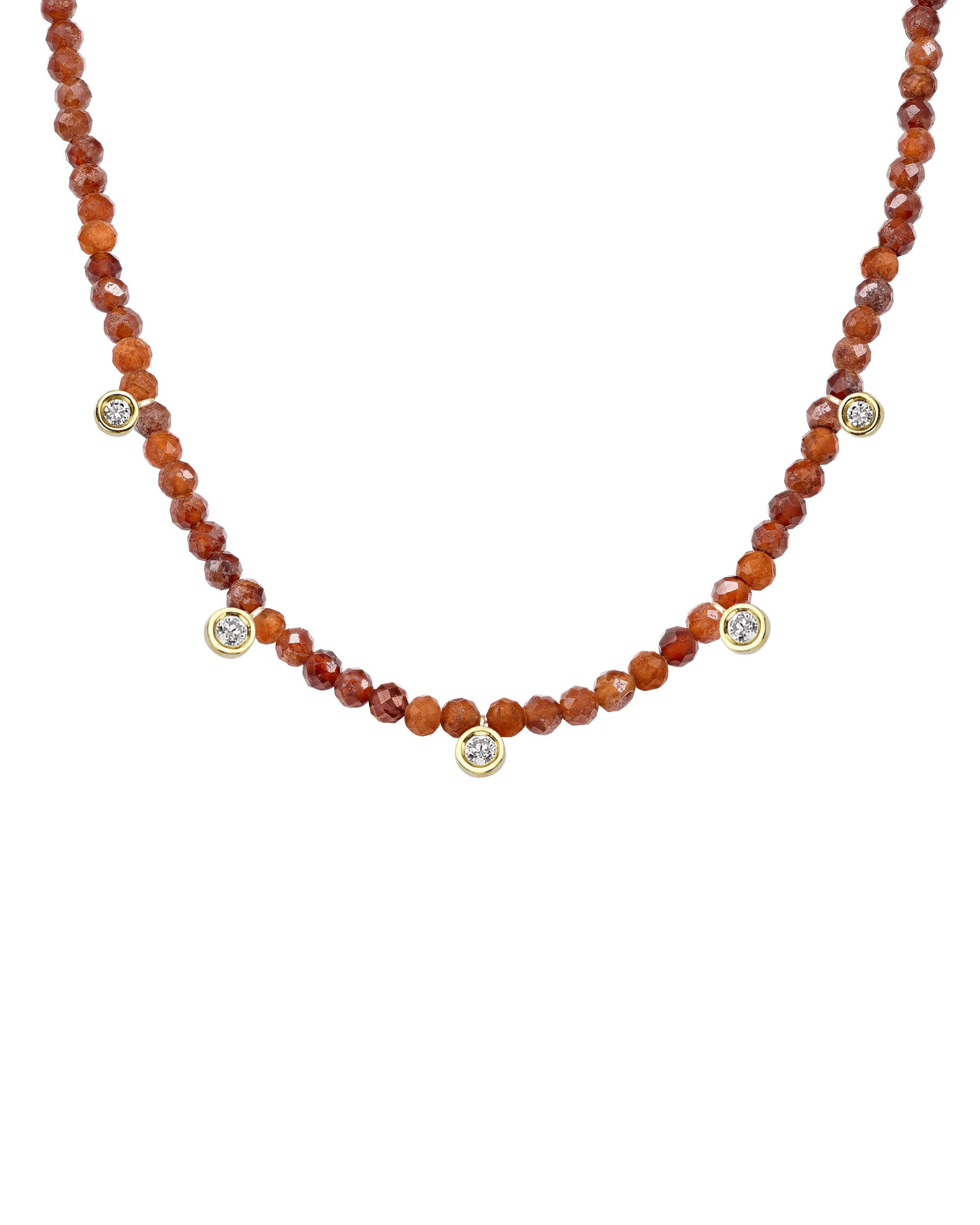 Apatite Gemstone & Five diamonds Necklace - 14K Rose Gold