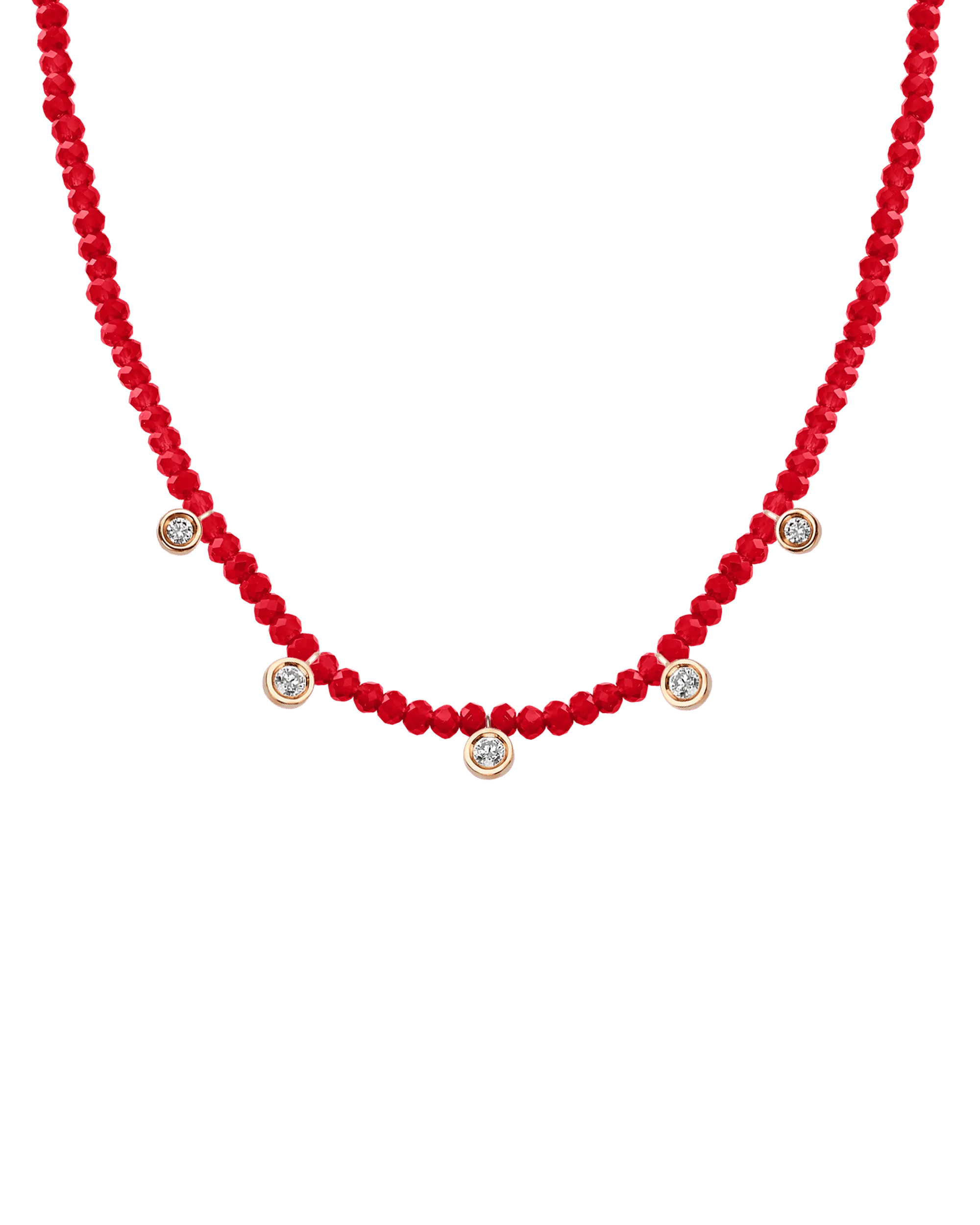 Apatite Gemstone & Five diamonds Necklace - 14K Rose Gold