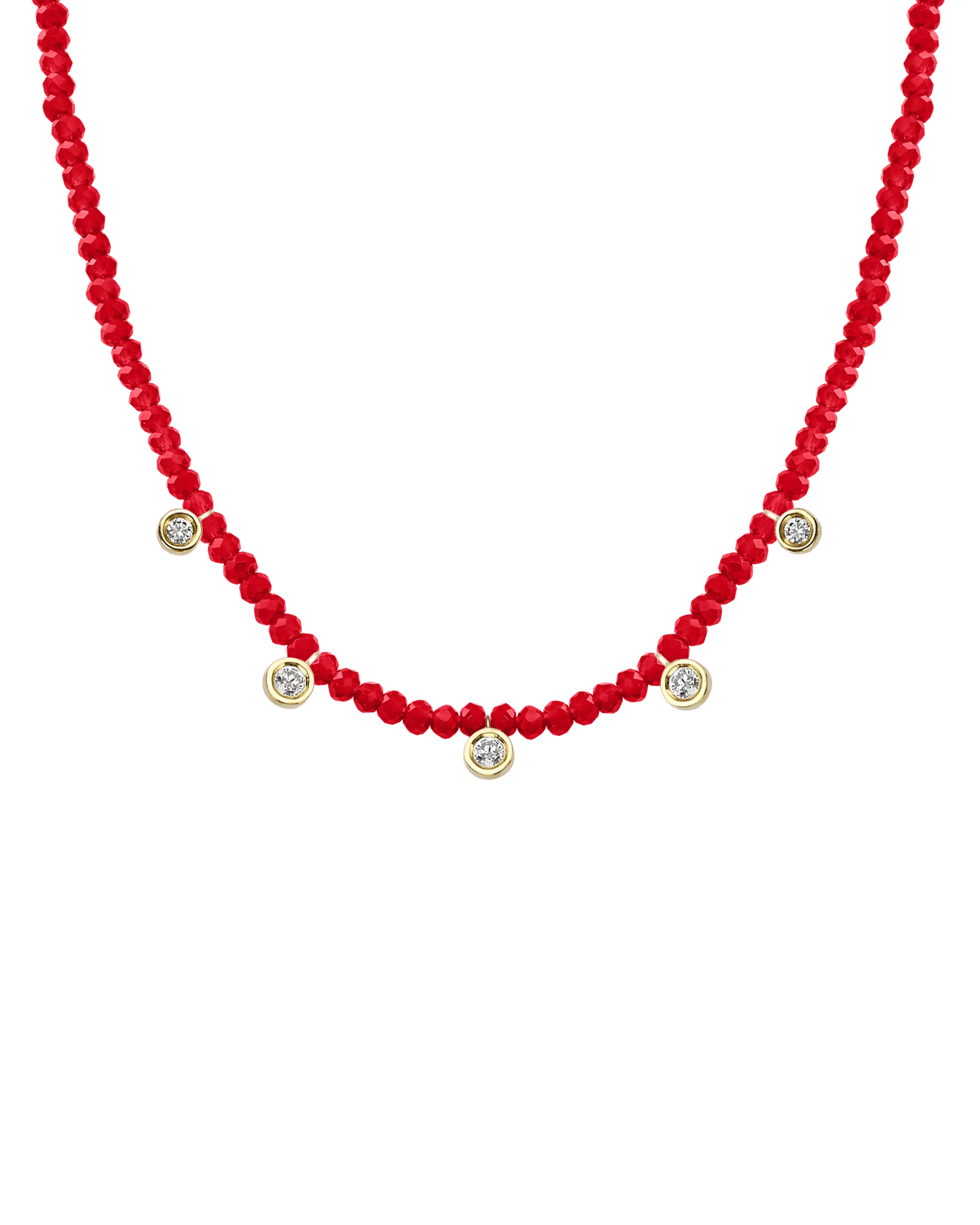 Apatite Gemstone & Five diamonds Necklace - 14K Rose Gold