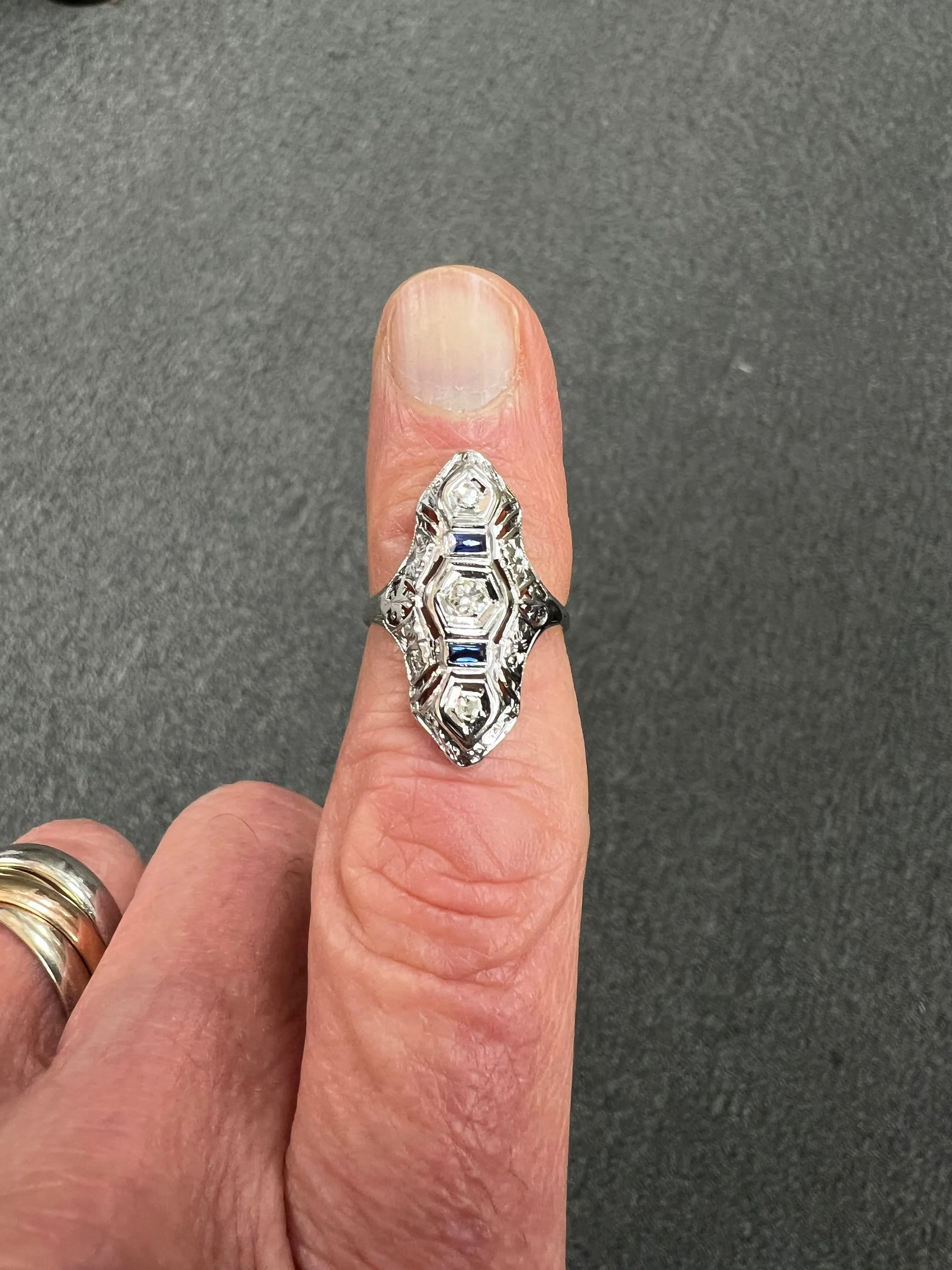 Art Deco Diamond White Gold Dinner Ring Circa 1930s