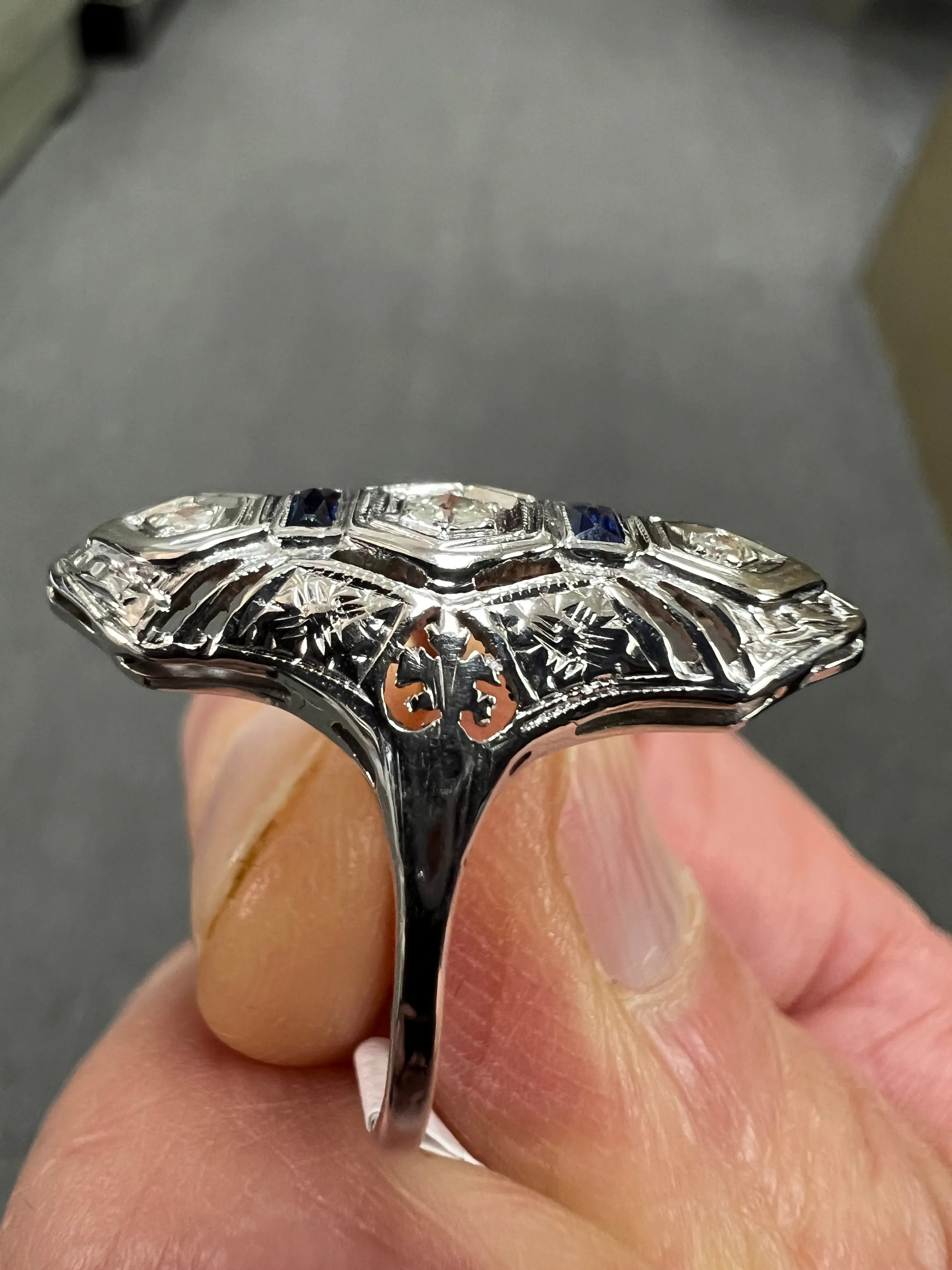 Art Deco Diamond White Gold Dinner Ring Circa 1930s