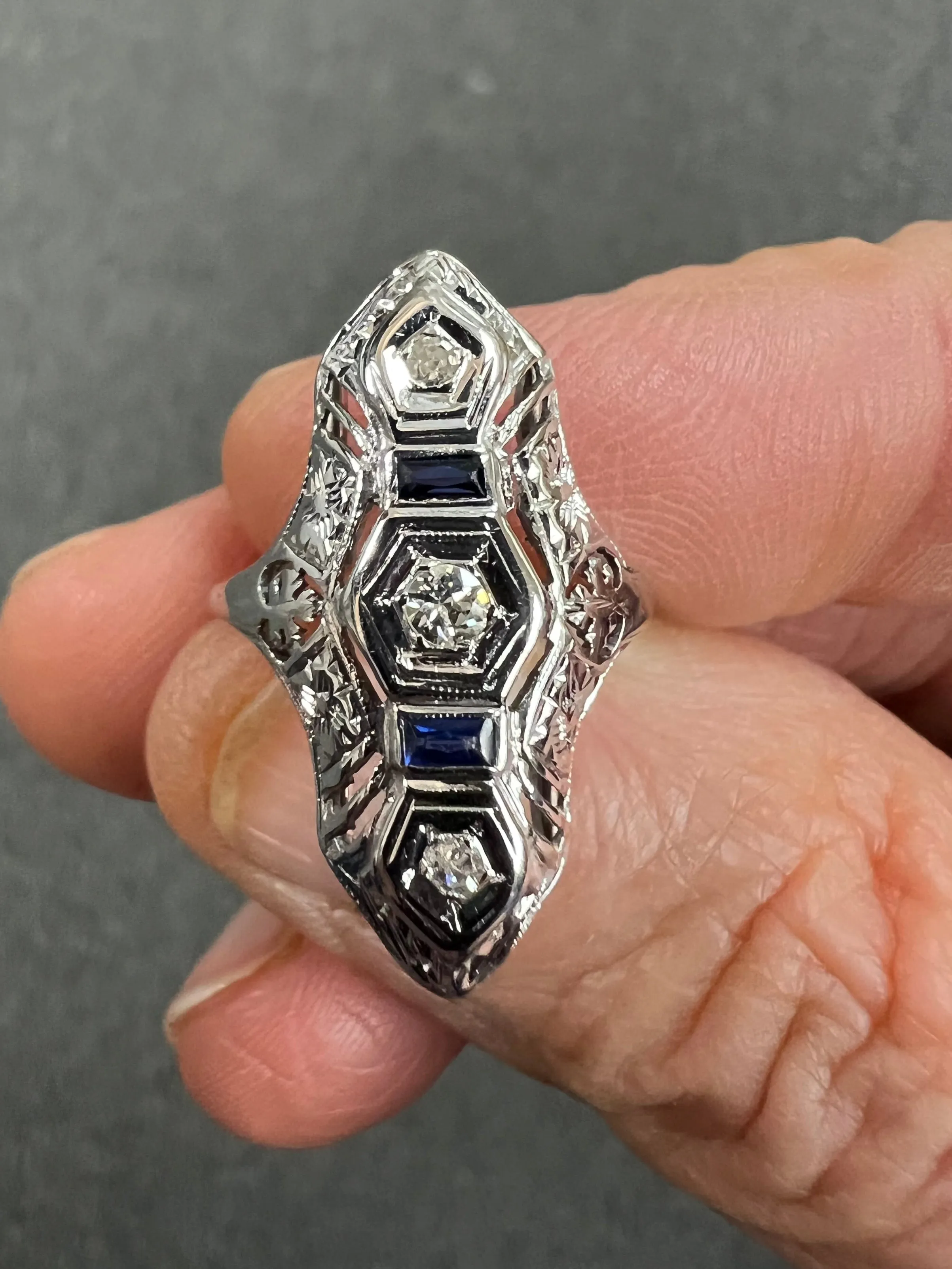 Art Deco Diamond White Gold Dinner Ring Circa 1930s