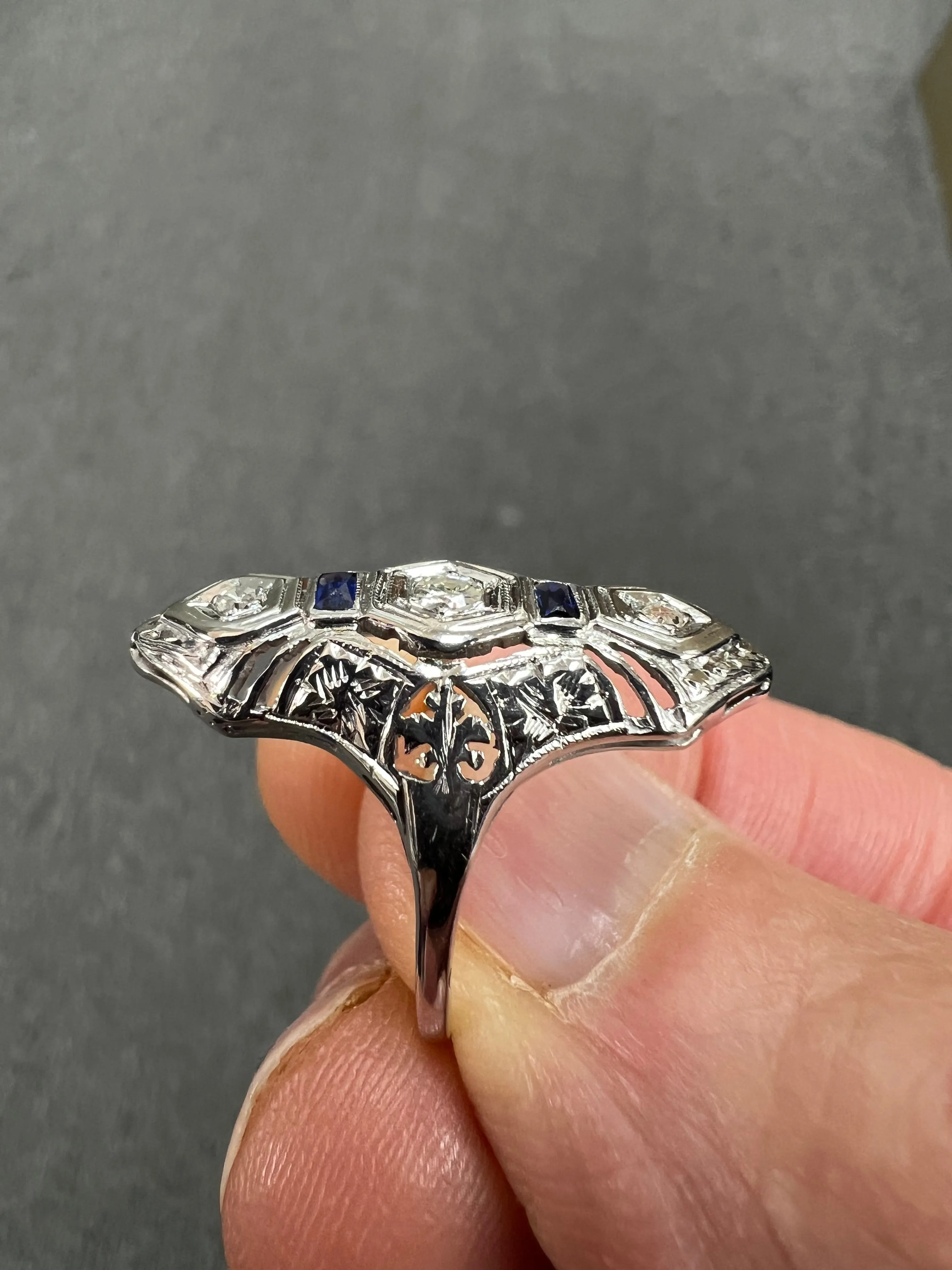 Art Deco Diamond White Gold Dinner Ring Circa 1930s