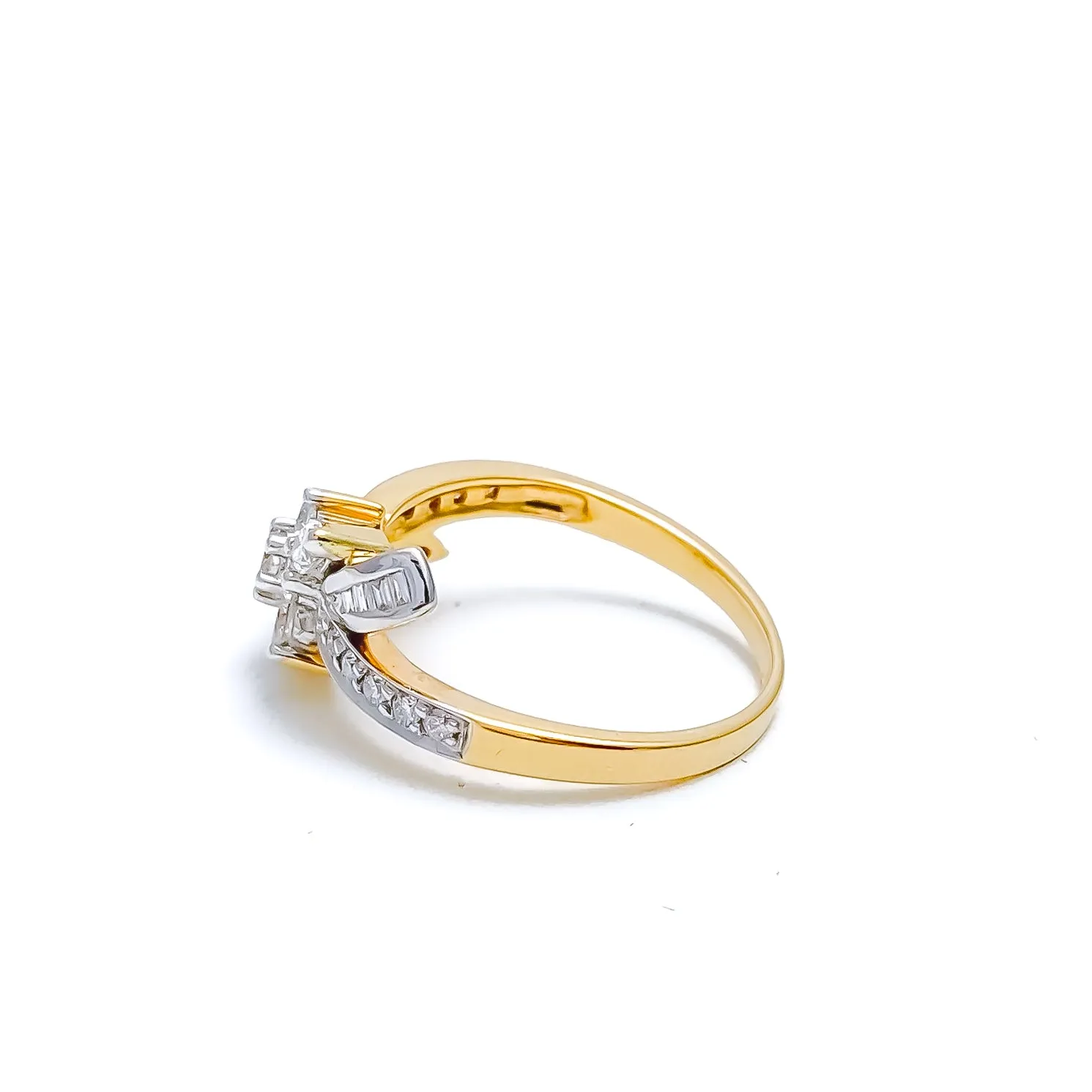 Asymmetrical Floral  Diamond   18k Gold Ring