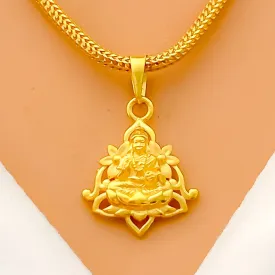 Attractive Flower Accented 22k Gold Lakshmi Pendant