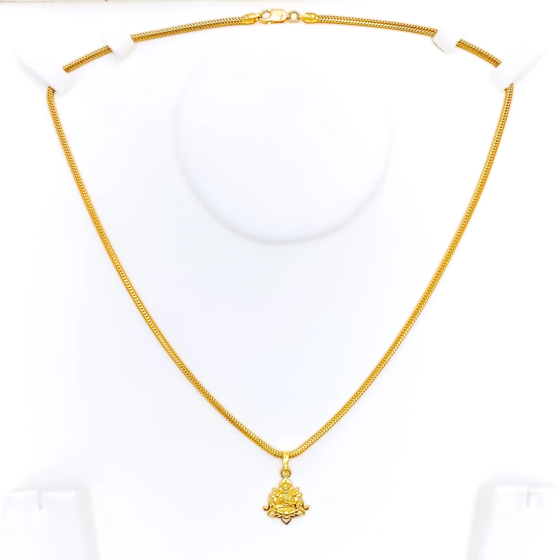 Attractive Flower Accented 22k Gold Lakshmi Pendant