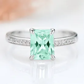 Ava Mint Green Sapphire Ring- Sterling Silver