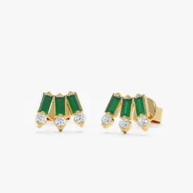 Baguette Emerald Diamond Earrings, Sadie