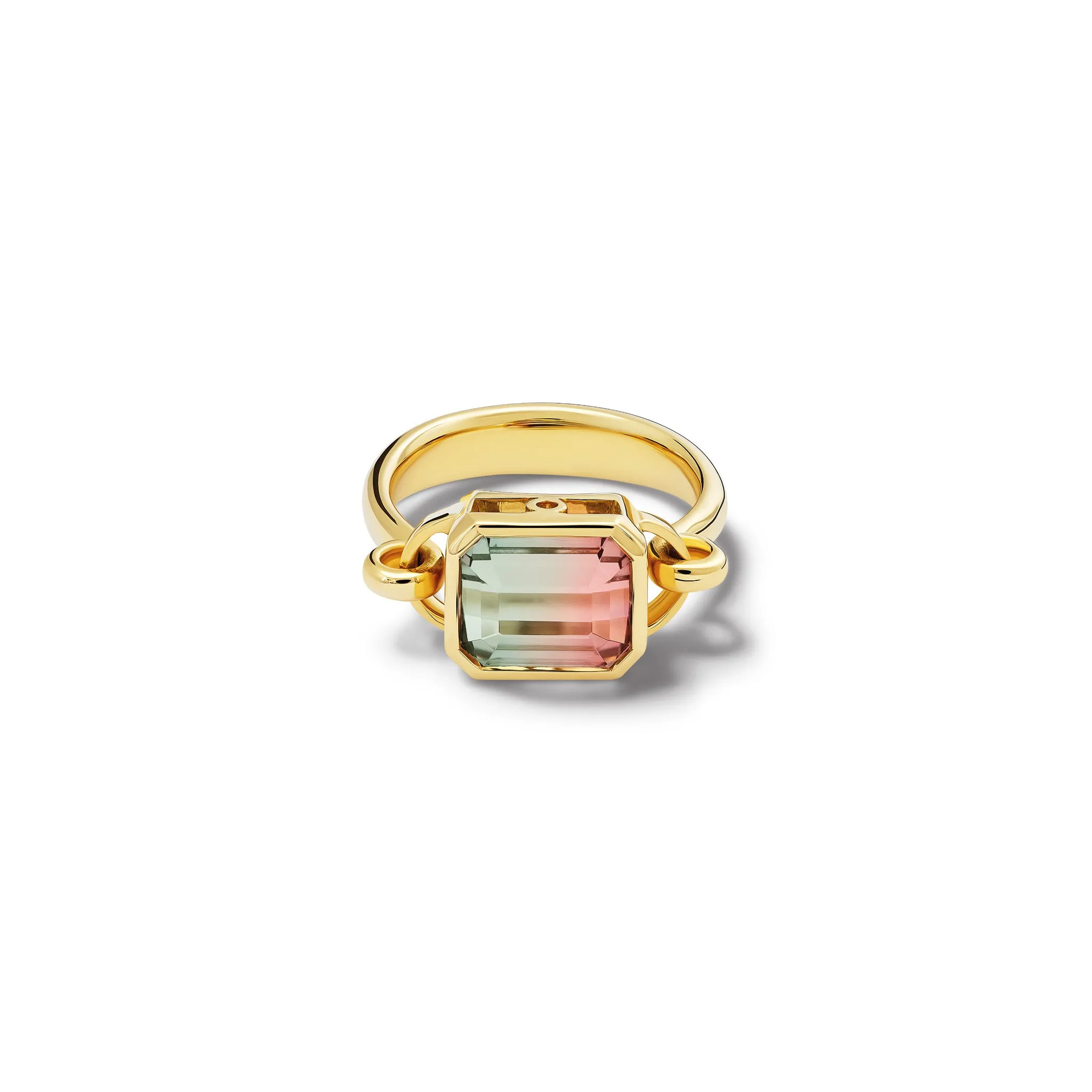 Baguette Ring 18ct Yellow Gold - Watermelon Tourmaline