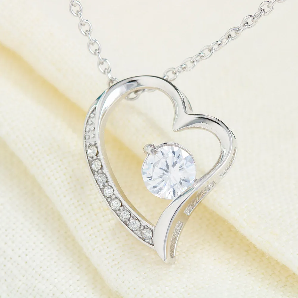 Beautiful Cubic Zirconia Heart Shape Necklace With Dad To Daughter "Be Safe Message Card