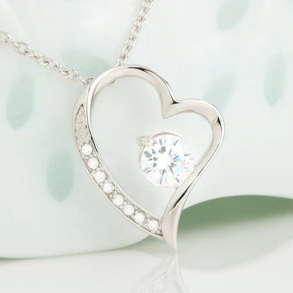 Beautiful Cubic Zirconia Heart Shape Necklace With Dad To Daughter "Be Safe Message Card