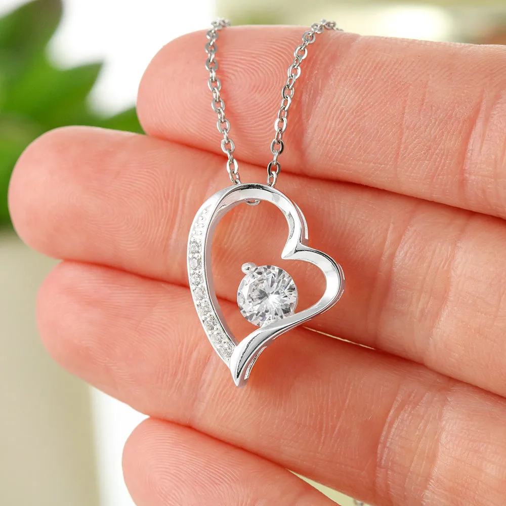 Beautiful Cubic Zirconia Heart Shape Necklace With Dad To Daughter "Be Safe Message Card